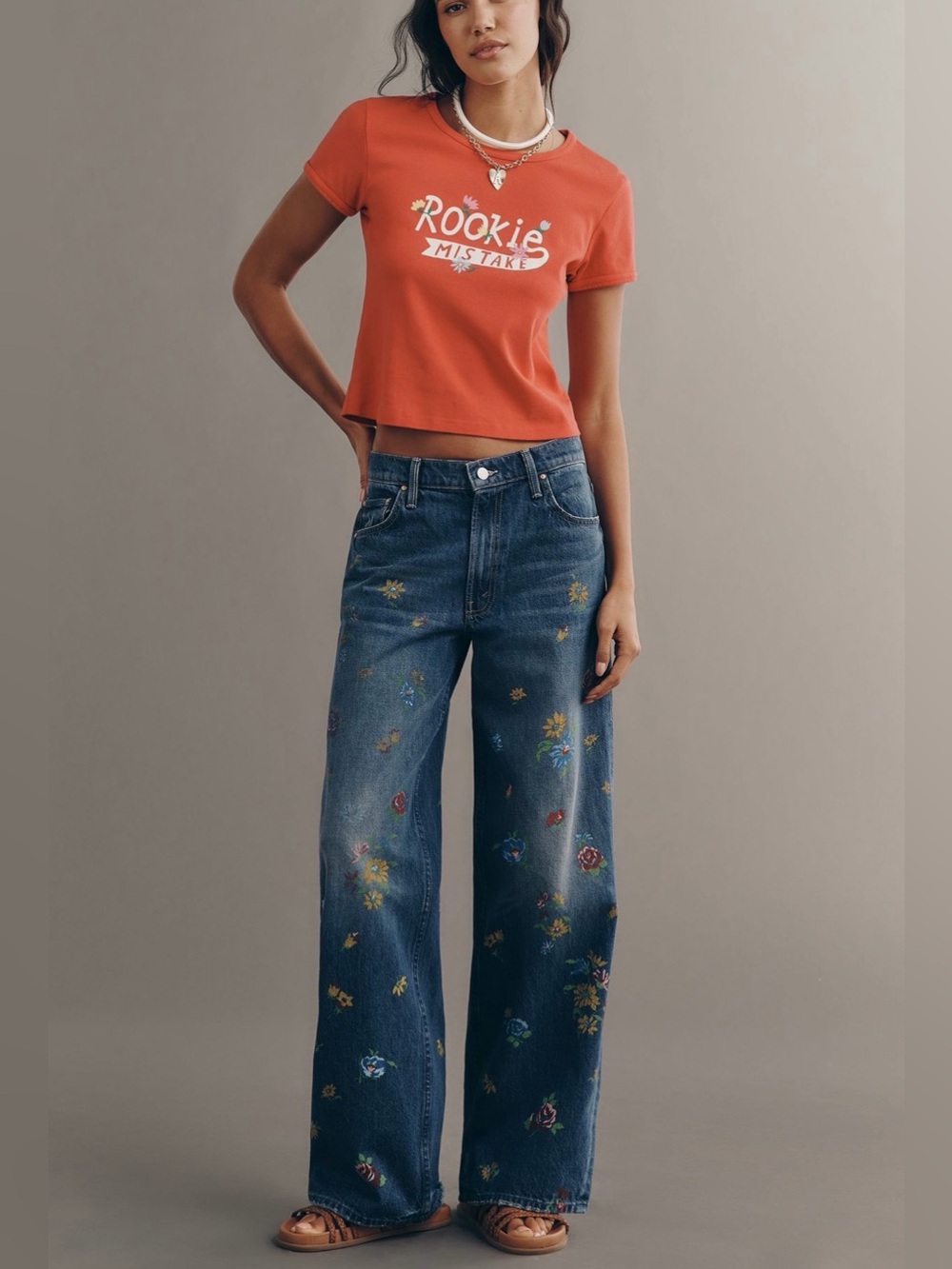 NWT Mother The Rerun Zip Sneak in Field of Flowers Size 28